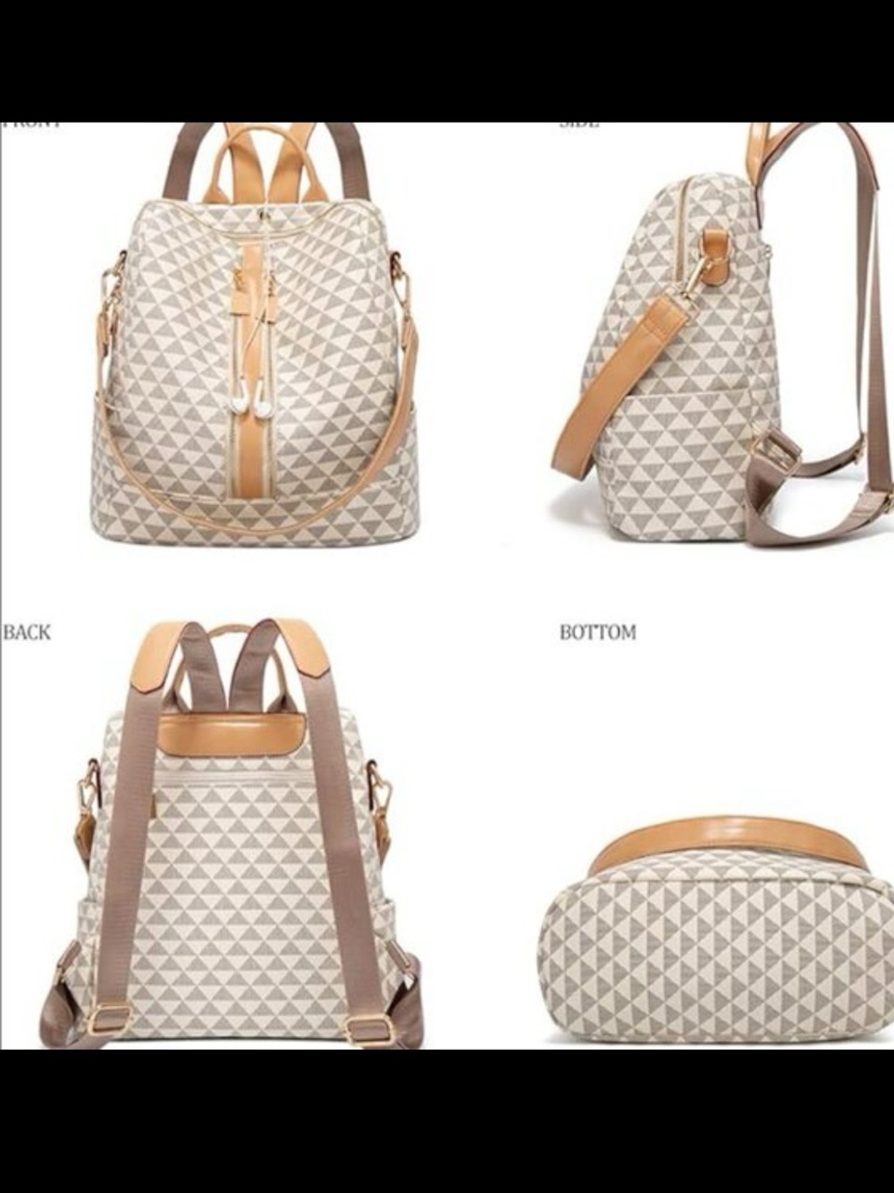 Geometric Patterned Beige Backpack - Picture 5 of 5
